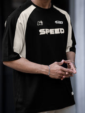 Speed Black Raglan Half Sleeve T-Shirt