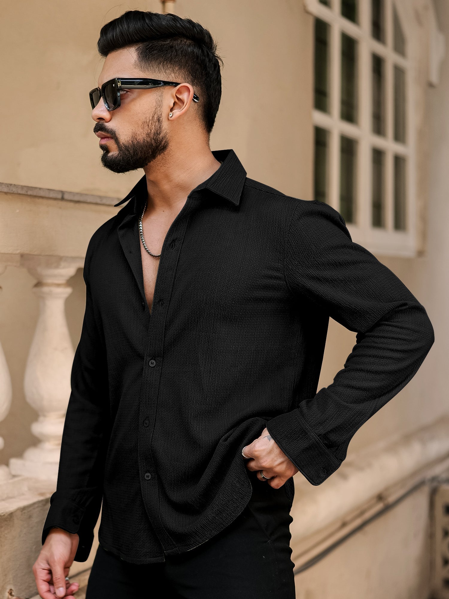 Bubble Black Full Sleeve Shirt