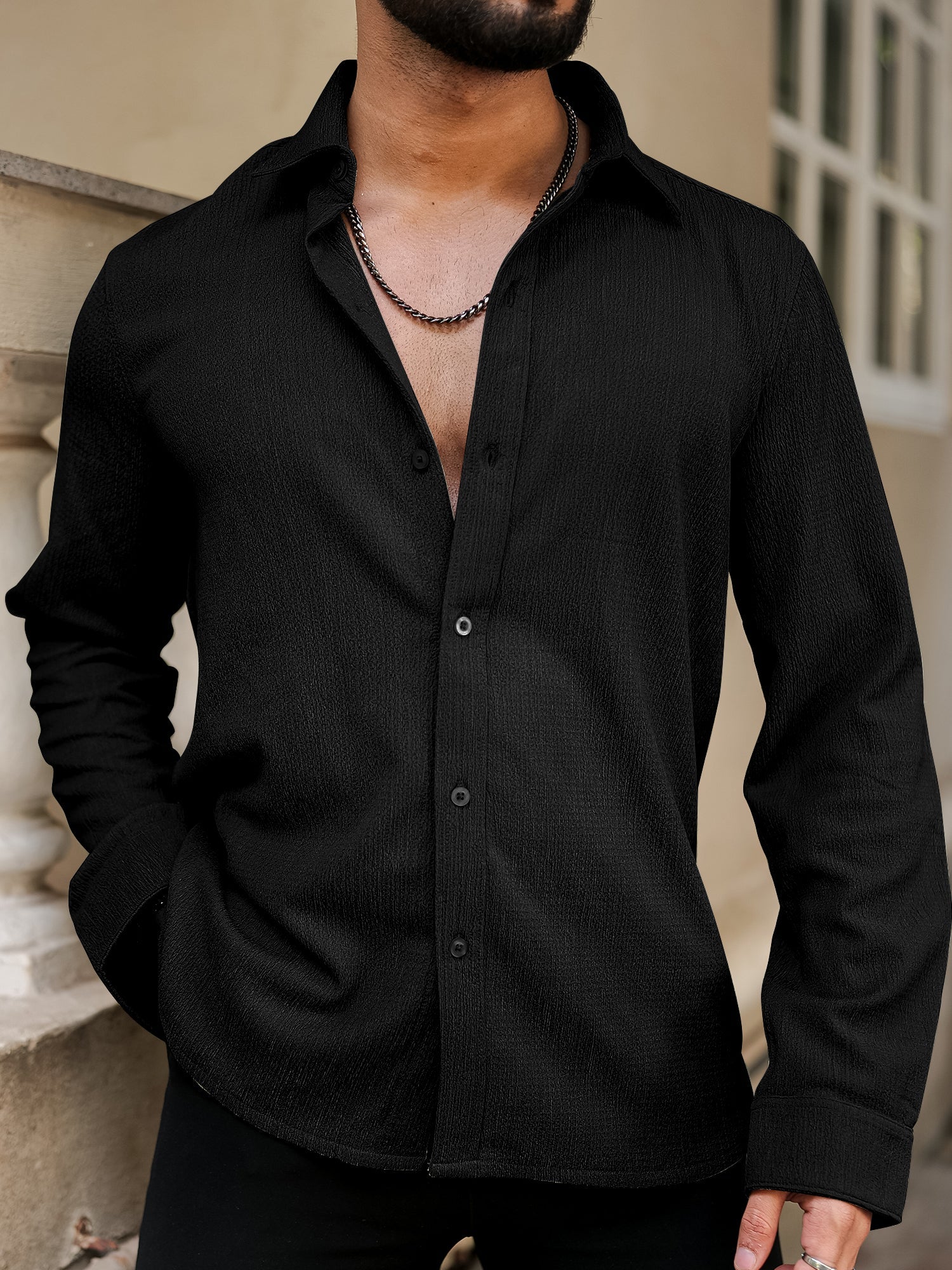 Bubble Black Full Sleeve Shirt