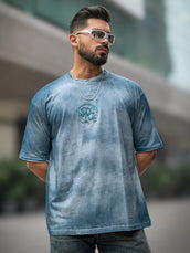 Acid Spray Blue Half Sleeve T-Shirt