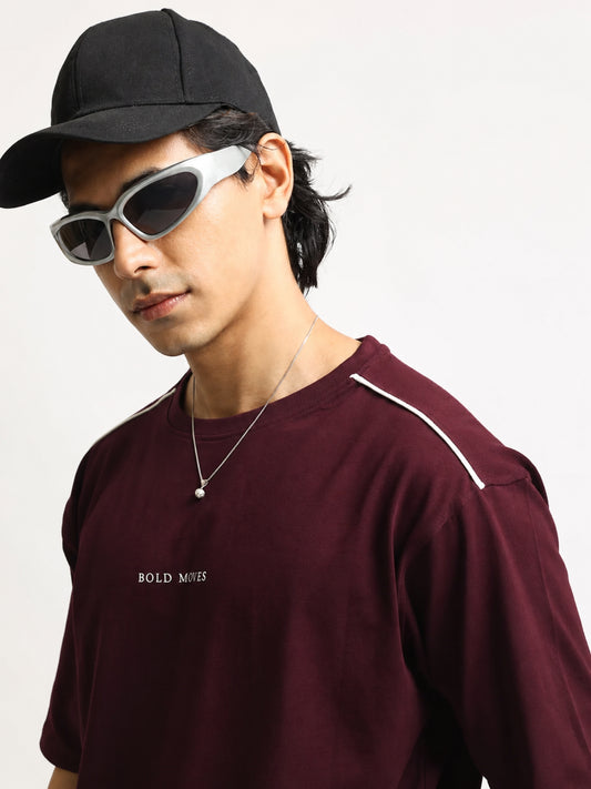 Bold Moves Maroon Half Sleeve T-Shirt