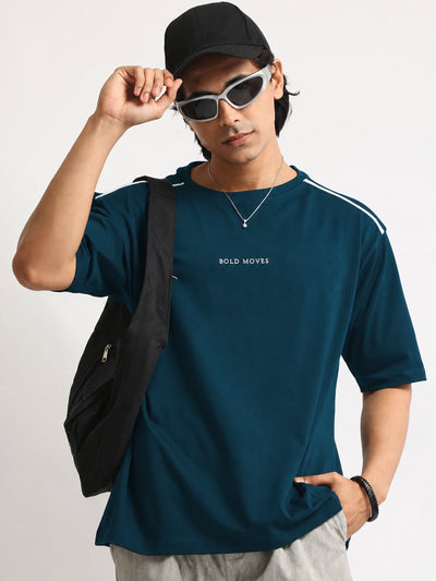 Bold Moves Teal Blue Half Sleeve T-Shirt