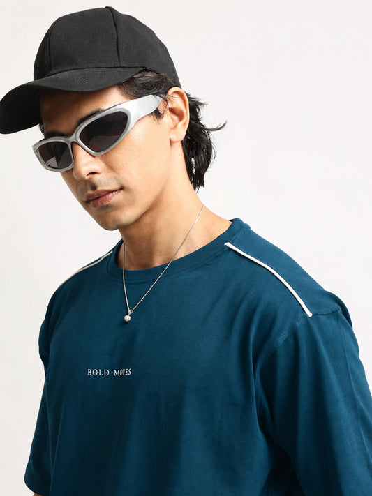 Bold Moves Teal Blue Half Sleeve T-Shirt