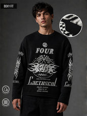 Waffle Cactus Black Full Sleeve T-Shirt