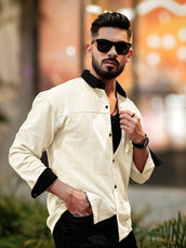 Brooklyn Knit Cream Full Sleeve Shirt