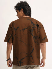 Strom Spray Print Brown Half Sleeve T-Shirt