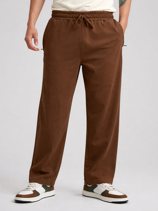 Canvas Baggy Fit Brown Track Pant