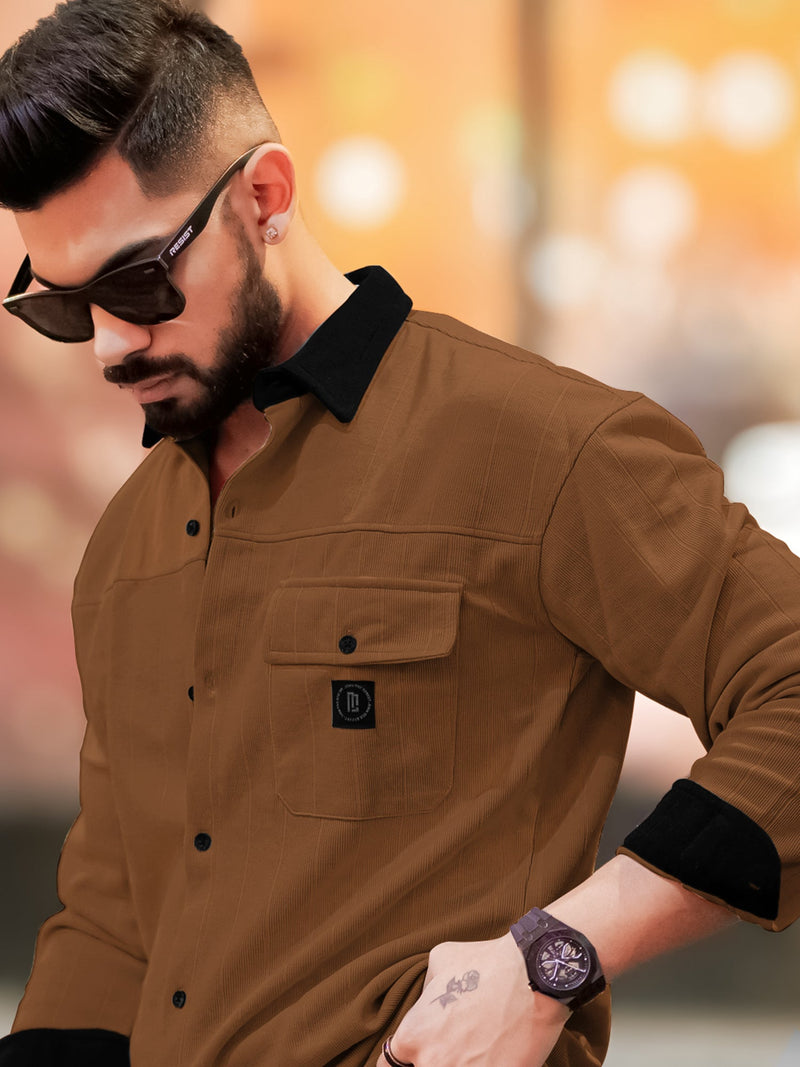 Brooklyn Knit Brown Full Sleeve Shirt