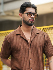 Teraknit Brown Half Sleeve Shirt