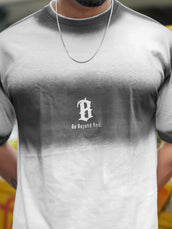 Spray Print White Black Half Sleeve T-Shirt