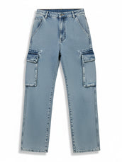 Retro cloud baggy cargo jeans for men