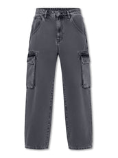 Grey baggy shadow cargo jeans for men