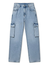 Sky fade baggy cargo jeans for men