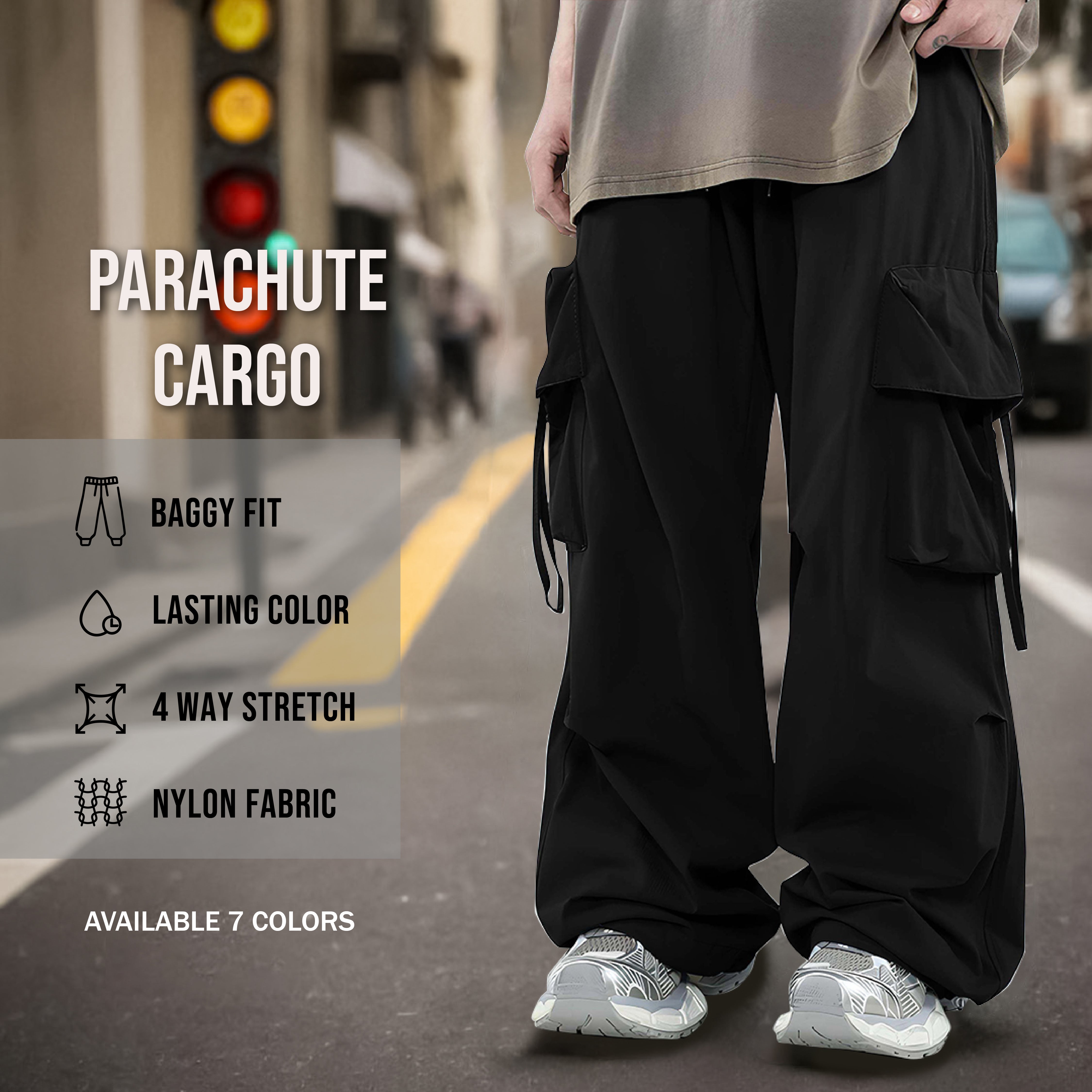 Parachute Umbrella Pocket Black Cargo