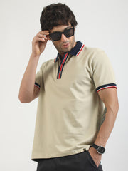 Tricolor Biscuit Half Sleeve Polo T-Shirt