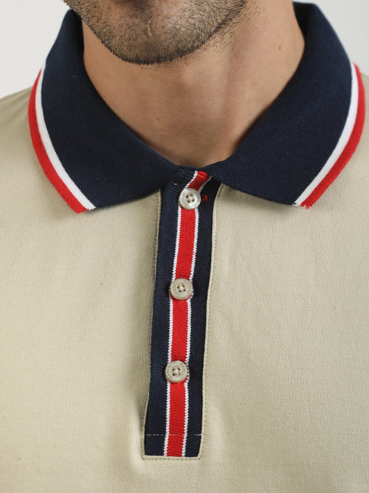 Tricolor Biscuit Half Sleeve Polo T-Shirt