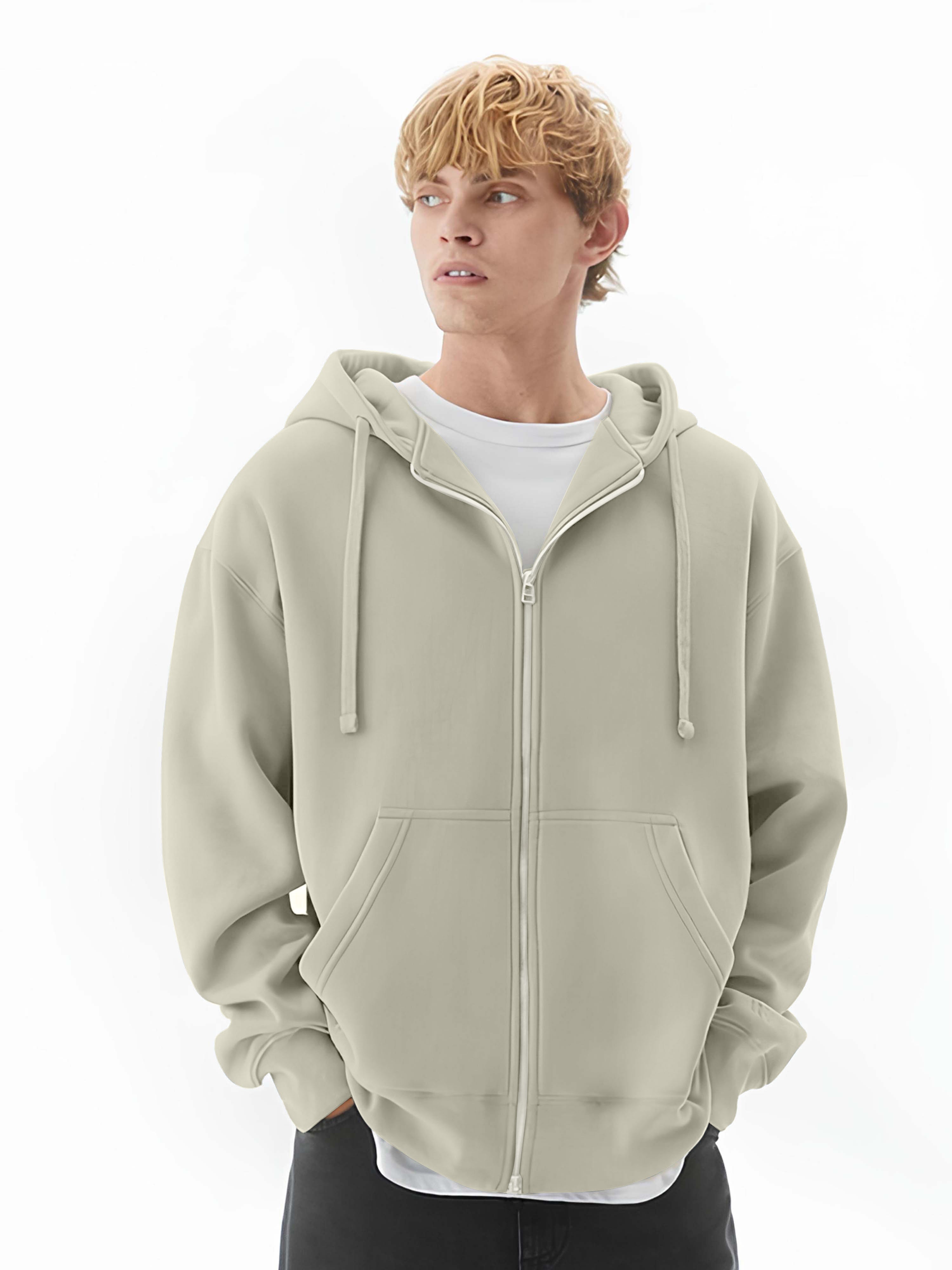 Monochrome Beige Cozy Cut Hoodie Sweatshirt