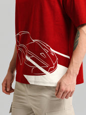 Race Car Red, Cyan Half Sleeve T-Shirt