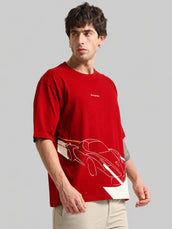Race Car Red, Cyan Half Sleeve T-Shirt