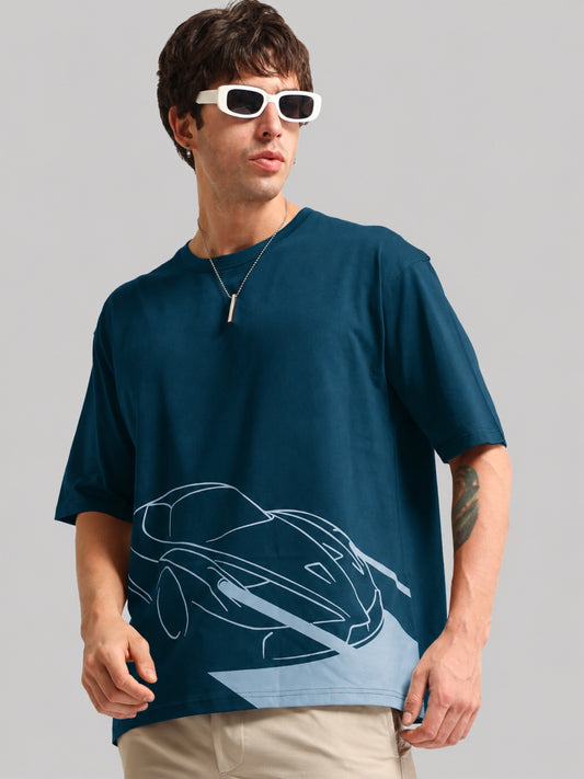 Race Car Teal Blue, Cyan Half Sleeve T-Shirt