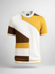 Sheernet FlatKnit Cotton Mustard Half Sleeve T-Shirt