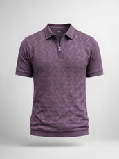 Diamond Knit Lavender Slim Half Sleeve Polo T-Shirt