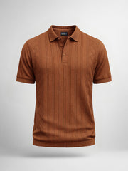 Flat Knit Brown Slim Polo Half Sleeve T-Shirt