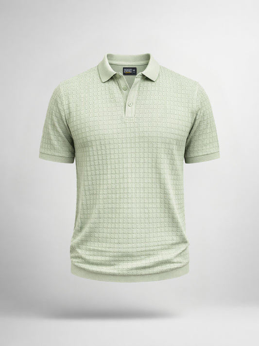 Checked Knit Berly Green Half Sleeve T-Shirt