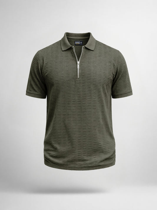 Matrix Knit Dark Grey Half Sleeve Polo T-Shirt