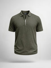 Matrix Knit Dark Grey Half Sleeve Polo T-Shirt