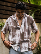 DustyPink Blur Blue Half Sleeve Shirt