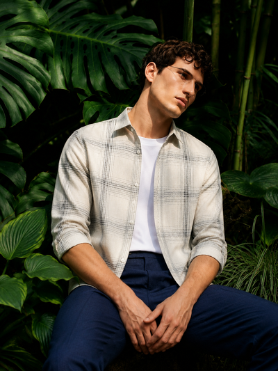 Graphite Plaid Cream Shirt