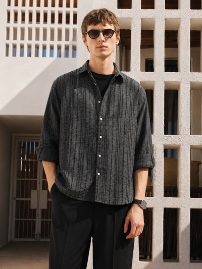 Broken Pinstripes Dark Grey Shirt