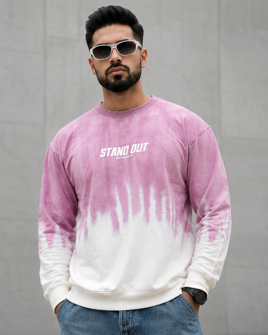 Pink Ombre Full Sleeve T-Shirt — Drop-Shoulder Tee for Men