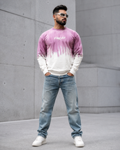 Pink Ombre Full Sleeve T-Shirt — Drop-Shoulder Tee for Men