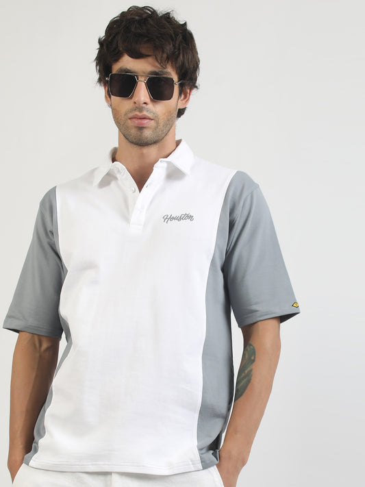 Houston White, Grey Half Sleeve Polo T-shirt