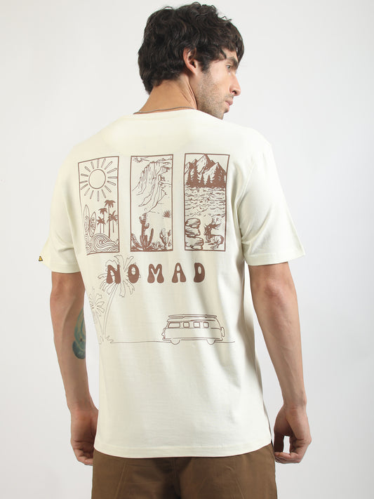 Nomad Cream, Brown Half Sleeve T-Shirt