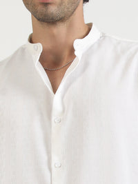 Self Jacquard White Full Sleeve Shirt