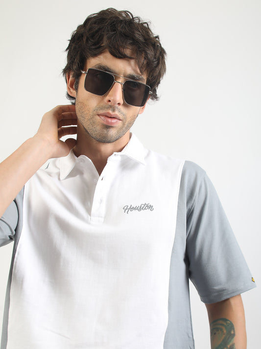 Houston White, Grey Half Sleeve Polo T-shirt