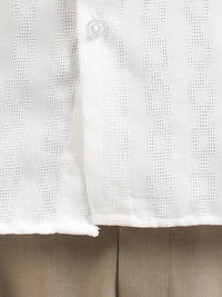 Self Jacquard White Full Sleeve Shirt