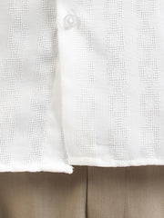 Self Jacquard White Full Sleeve Shirt