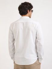 Self Jacquard White Full Sleeve Shirt
