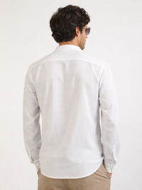 Self Jacquard White Full Sleeve Shirt