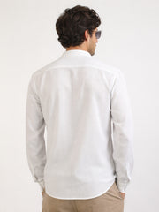 Self Jacquard White Full Sleeve Shirt