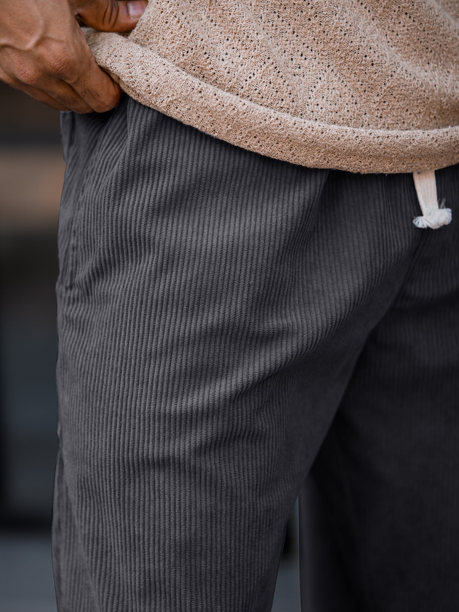 Baggy Fit Grey Corduroy Pant