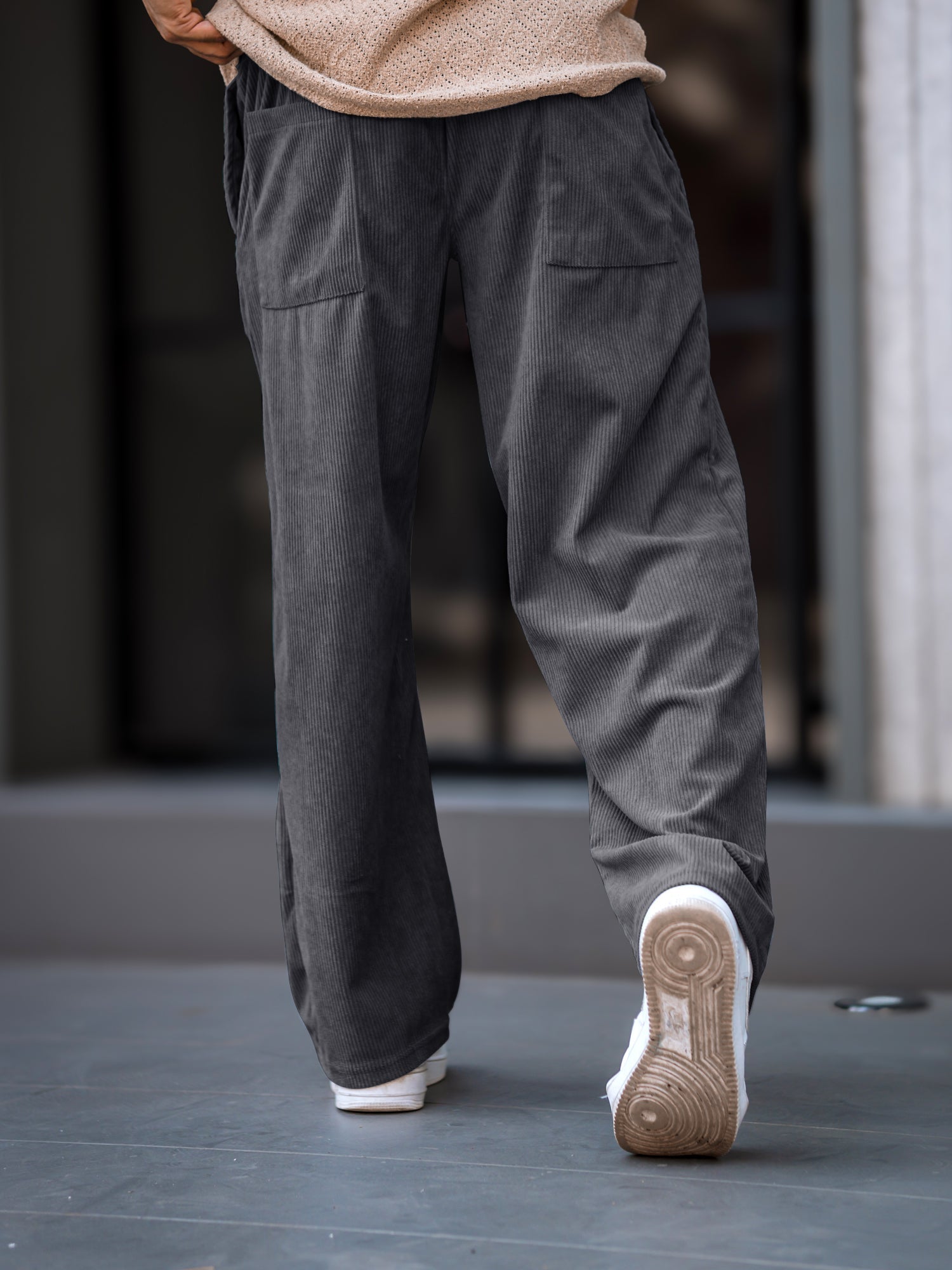 Baggy Fit Grey Corduroy Pant