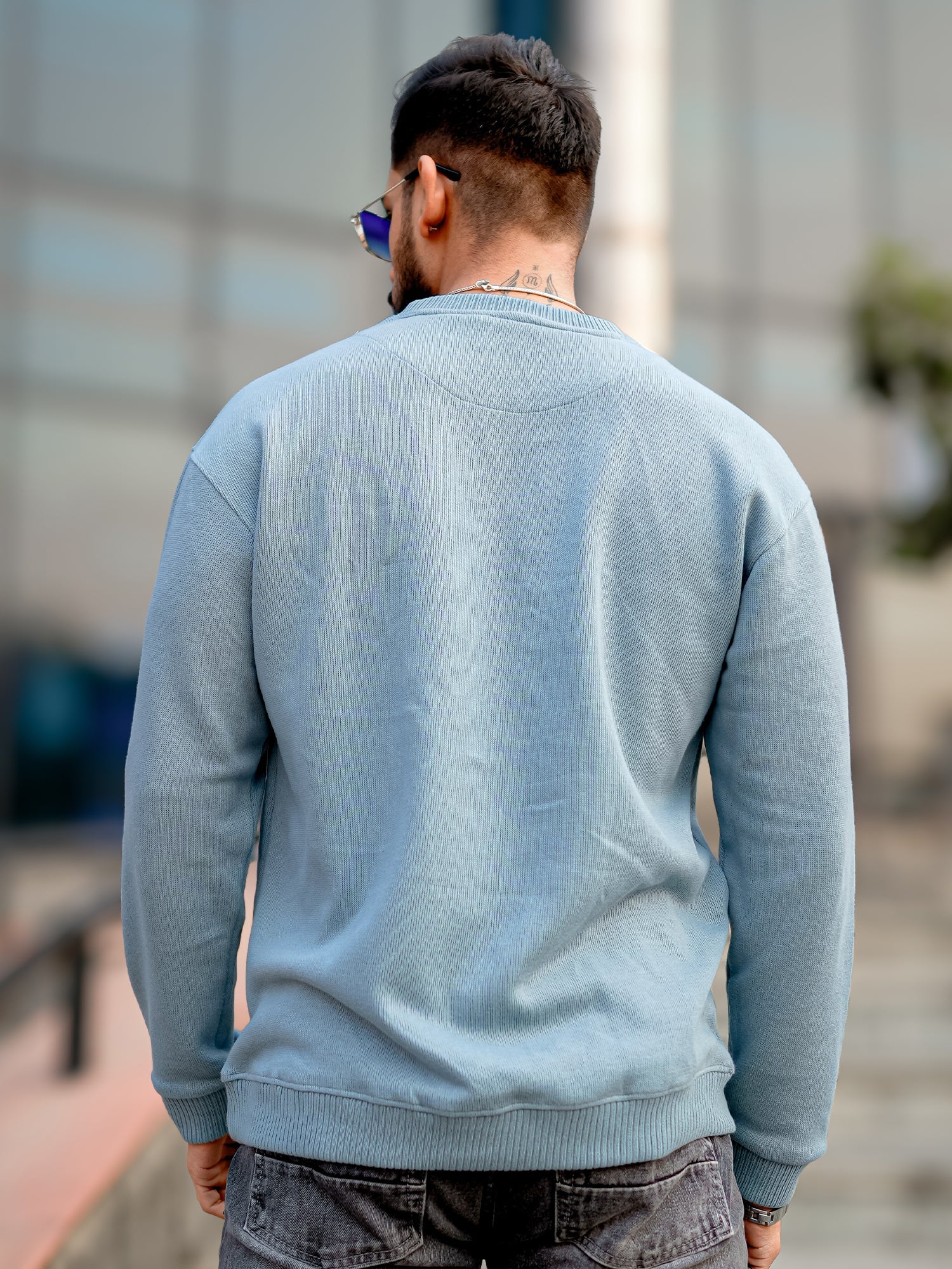 Coarse Knit Light Blue Sweatshirt