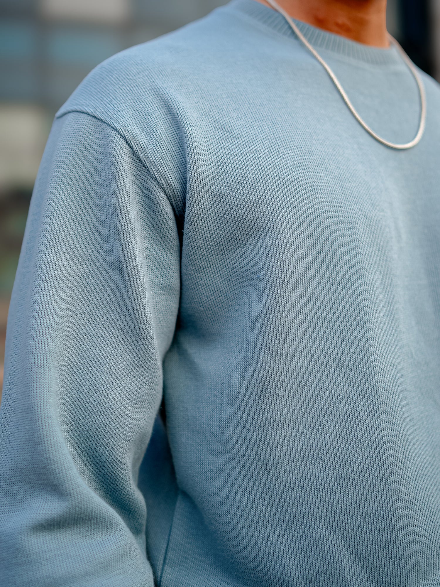 Coarse Knit Light Blue Sweatshirt