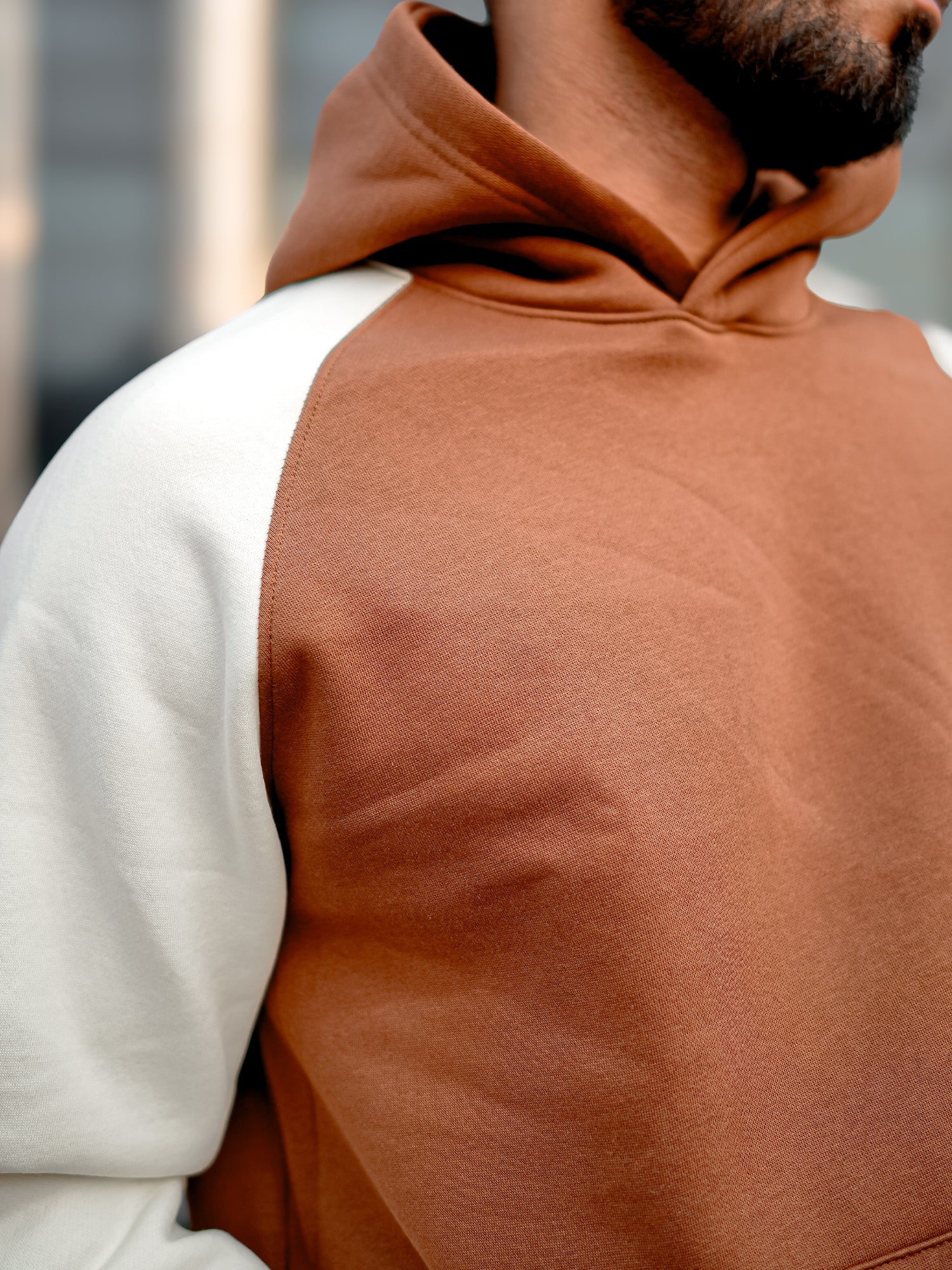 Colorblock Brown, White Sweatshirt