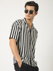 Waffle Flatknit Cotton White Half Sleeve Shirt